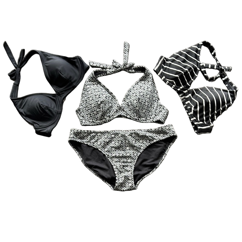 Lot of 3 tops SzM/ 1 bottom SzL Black and White Bikini Set Old Navy GUC